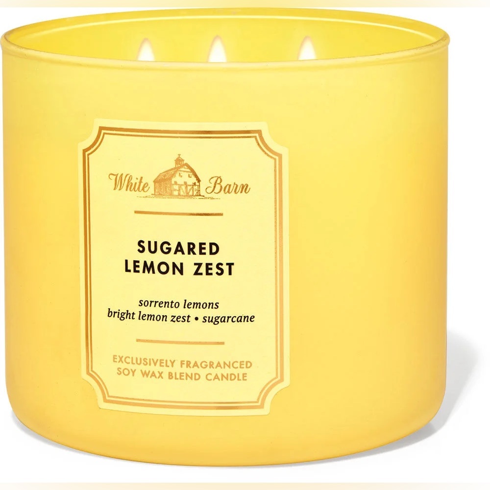 TWO (2)BATH & BODY WORKS SUGARED LEMON ZEST 3 Wick Candle 14.5 oz…